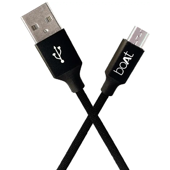 boAt Micro USB Cable 2.4 A 1 m Micro USB 100  (Compatible with Mobile, Black, One Cable)